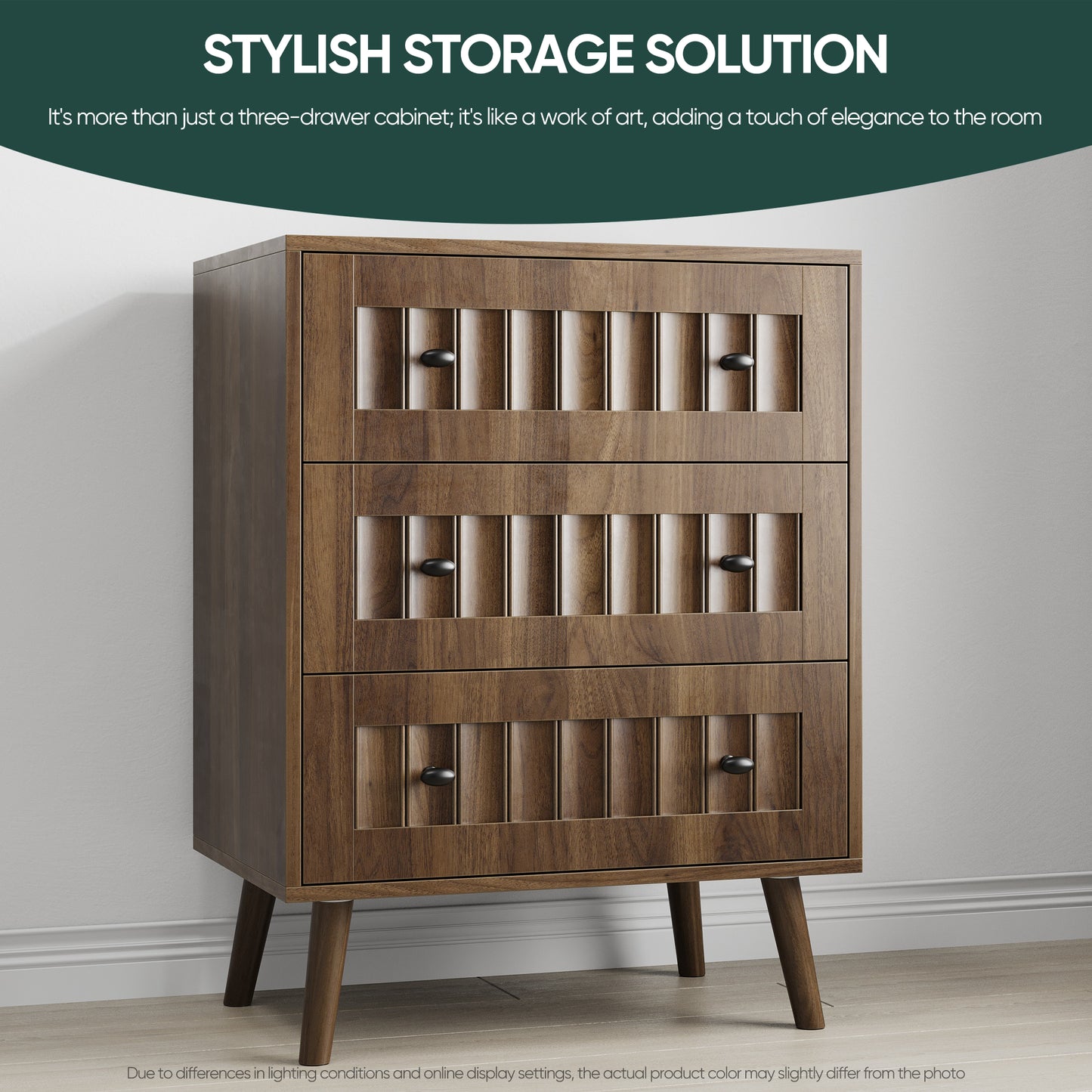 3 Drawer Dresser, Modern Wardrobe Dresser Chest Of Drawers, Wooden Storage Storage Cabinet, Dresser Storage Cabinet, Suitable For Living Room, Bedroom, Corridor Walnut
