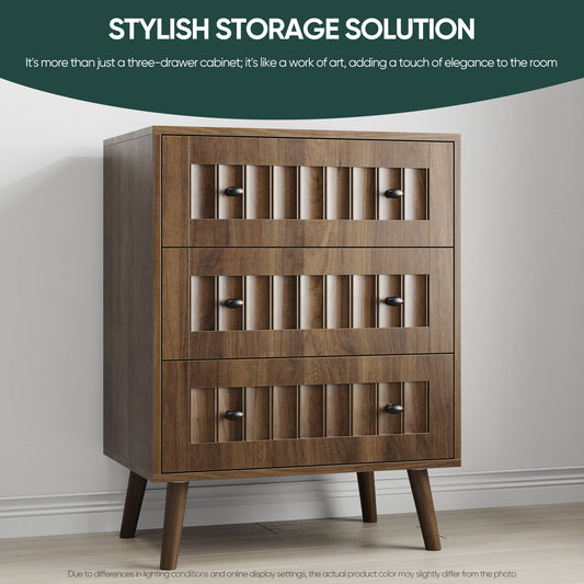 3 Drawer Dresser, Modern Wardrobe Dresser Chest Of Drawers, Wooden Storage Storage Cabinet, Dresser Storage Cabinet, Suitable For Living Room, Bedroom, Corridor Walnut