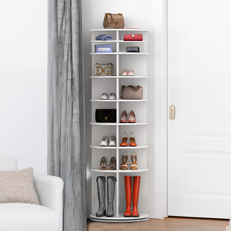 8 Tier Rotating Shoe Rack Tower, Spinning Shoe Display, Shoe Organizer,360 Shoe Rack Storage Round Carousel, Vertical Handbag Rotate Shoes Closet Organization WHITE