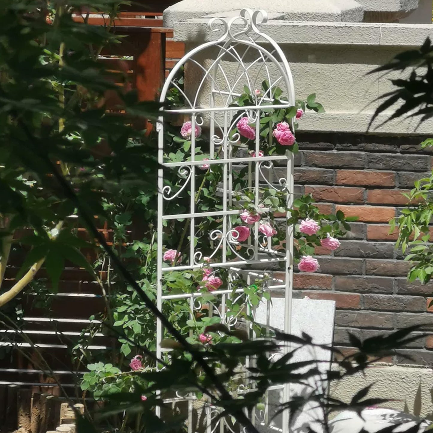 2 Pack Metal Garden Trellis 71  X 19.7  Rustproof Trellis For Climbing Plants Outdoor Flower Support Cream White