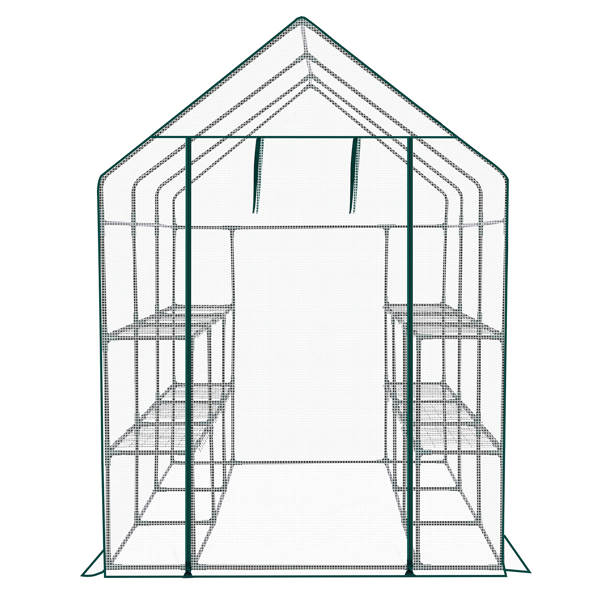 Large Walk-in Greenhouse With PE Cover & Side Windows, 12-Shelf Indoor Outdoor Portable Greenhouse For Garden Backyard, 56 X 85 X 77inch, White