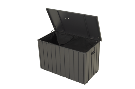 Outdoor Storage Box, 100 Gallon Metal Deck Box Built-in A Oxford Fabric Storage Bag, Lockable & Waterproof Outside Patio Storage Box - Gray