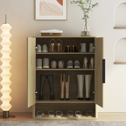 Shoe Storage Cabinet, Wooden Shoe Cabinet With Doors Modern Shoe Organizer With Adjustable Shelves,for Entryway, Hallway, Living Room