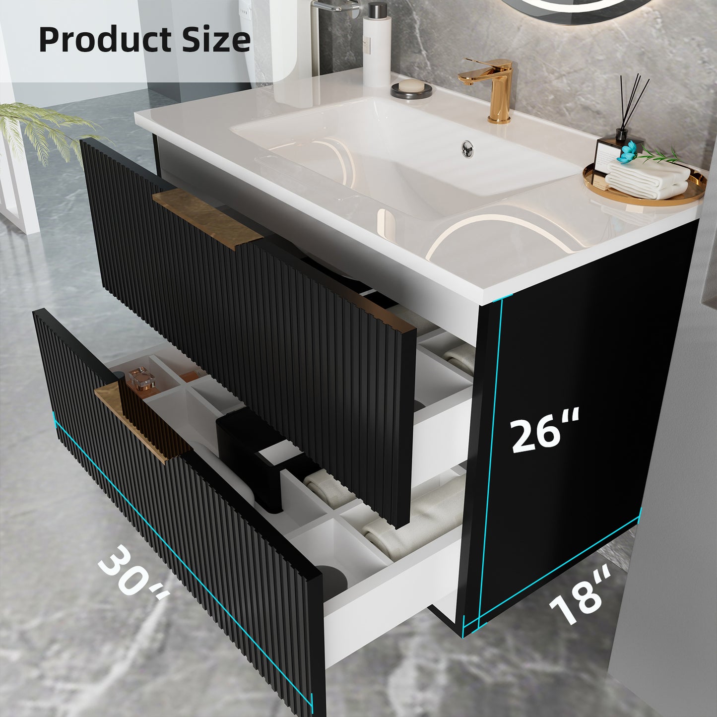 075 Cabinet Black Without Sink