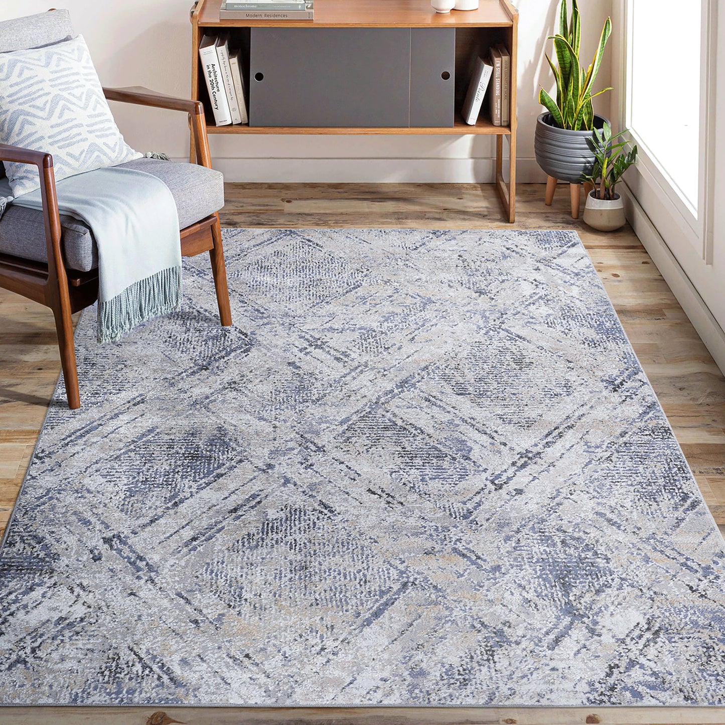 PAYAS 6X9 Blue  Grey  Geometric Area Rug