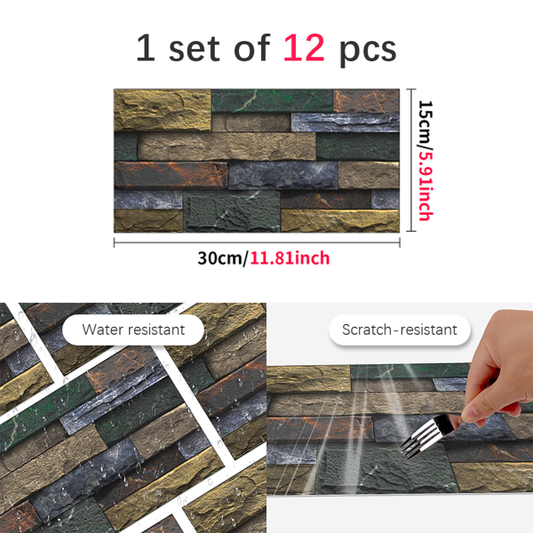 Peel And Stick Splash-proof Tile Retro Stone Brick Self-adhesive Wall Sticker PVC Wall Decoration, Bathroom Waterproof Kitchen Oil-proof Removable Glue-free Wallpaper