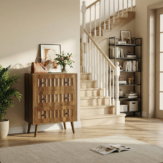 3 Drawer Dresser, Modern Wardrobe Dresser Chest Of Drawers, Wooden Storage Storage Cabinet, Dresser Storage Cabinet, Suitable For Living Room, Bedroom, Corridor Walnut