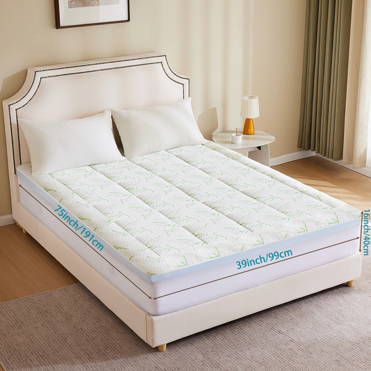 Double Layer With Gel Memory Foam & 2 Inch Cool Pillow Top For Back Pain Relief, Medium Firm