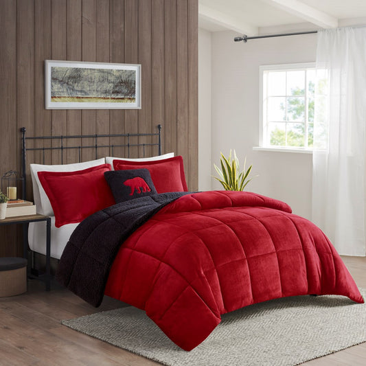 Full Queen Plush To Sherpa Down  Comforter Set