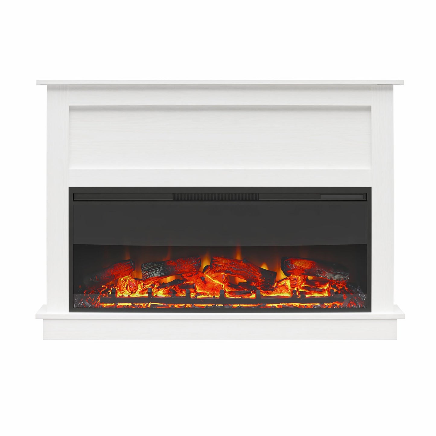Ellsworth Wide Modern Electric Fireplace Insert With Mantel And Remote Control