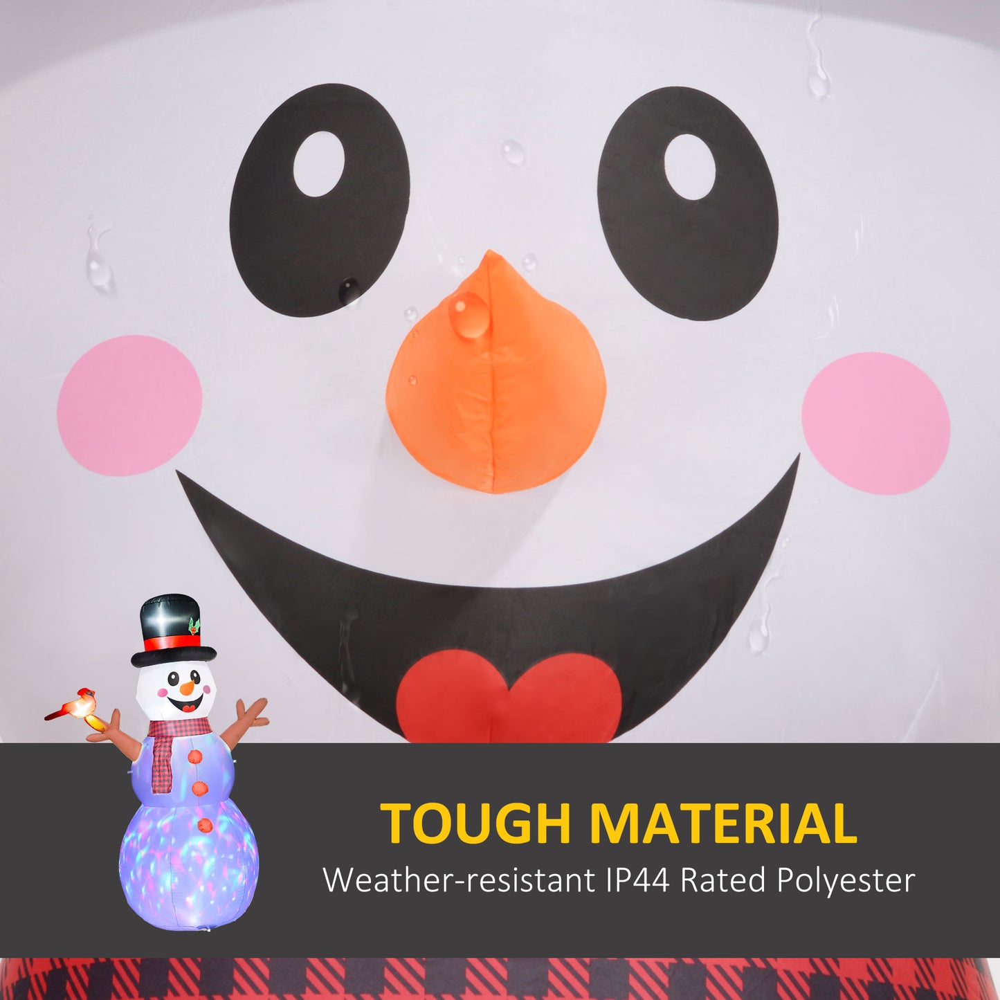 7.9' Inflatable Branch Hand Snowman W/ Rotating Colorful LED Light, Blow-Up Outdoor Display For Party
