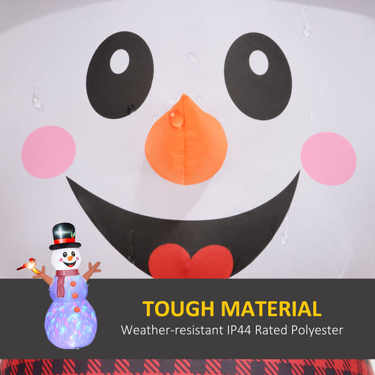 7.9' Inflatable Branch Hand Snowman W/ Rotating Colorful LED Light, Blow-Up Outdoor Display For Party