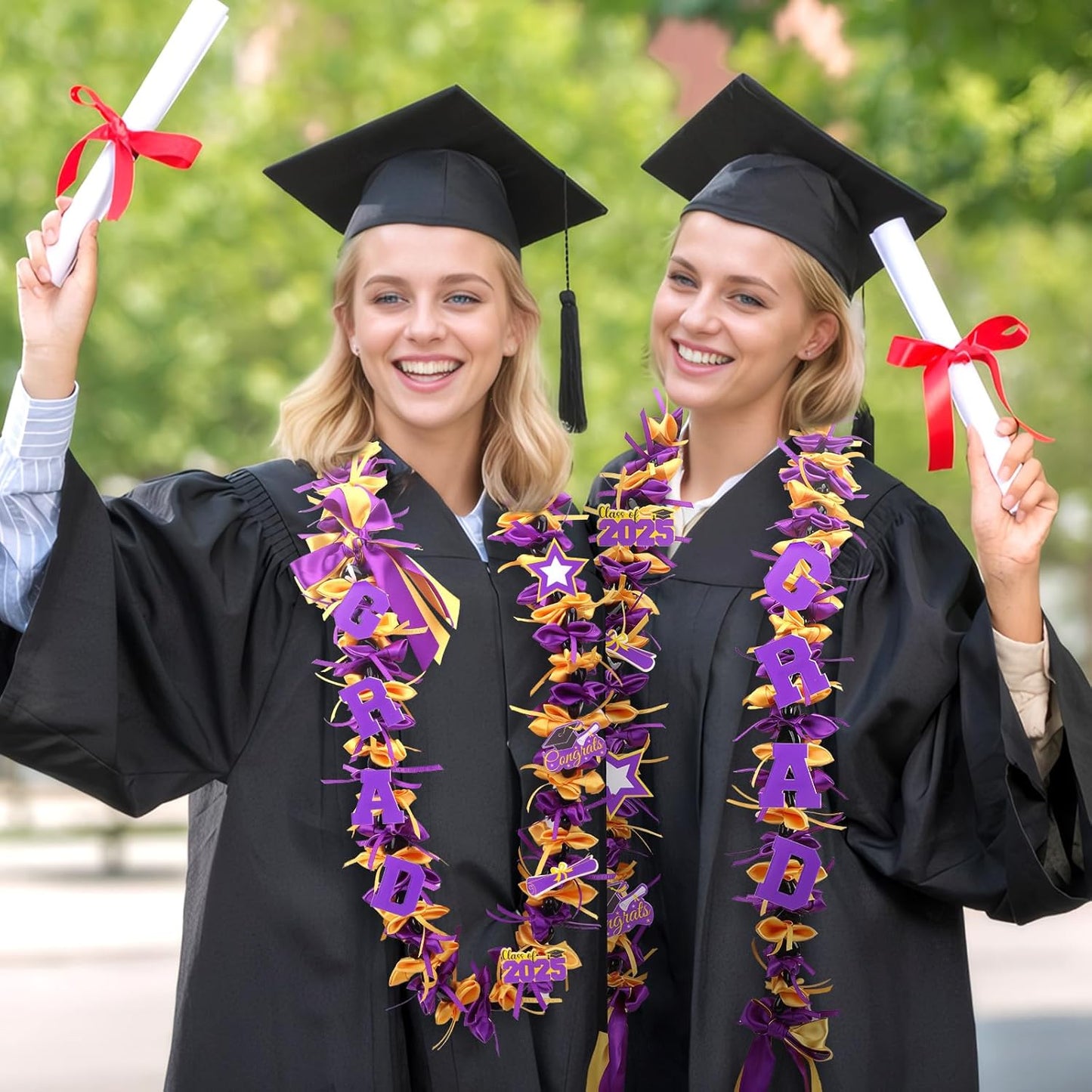 Graduation Lei Graduation Ribbon Leis Graduation Kukui Nut Leis Purple And Gold Braided Lei Honor Cord Class Of College Gift Congrats Grad Party Supplies Clearance
