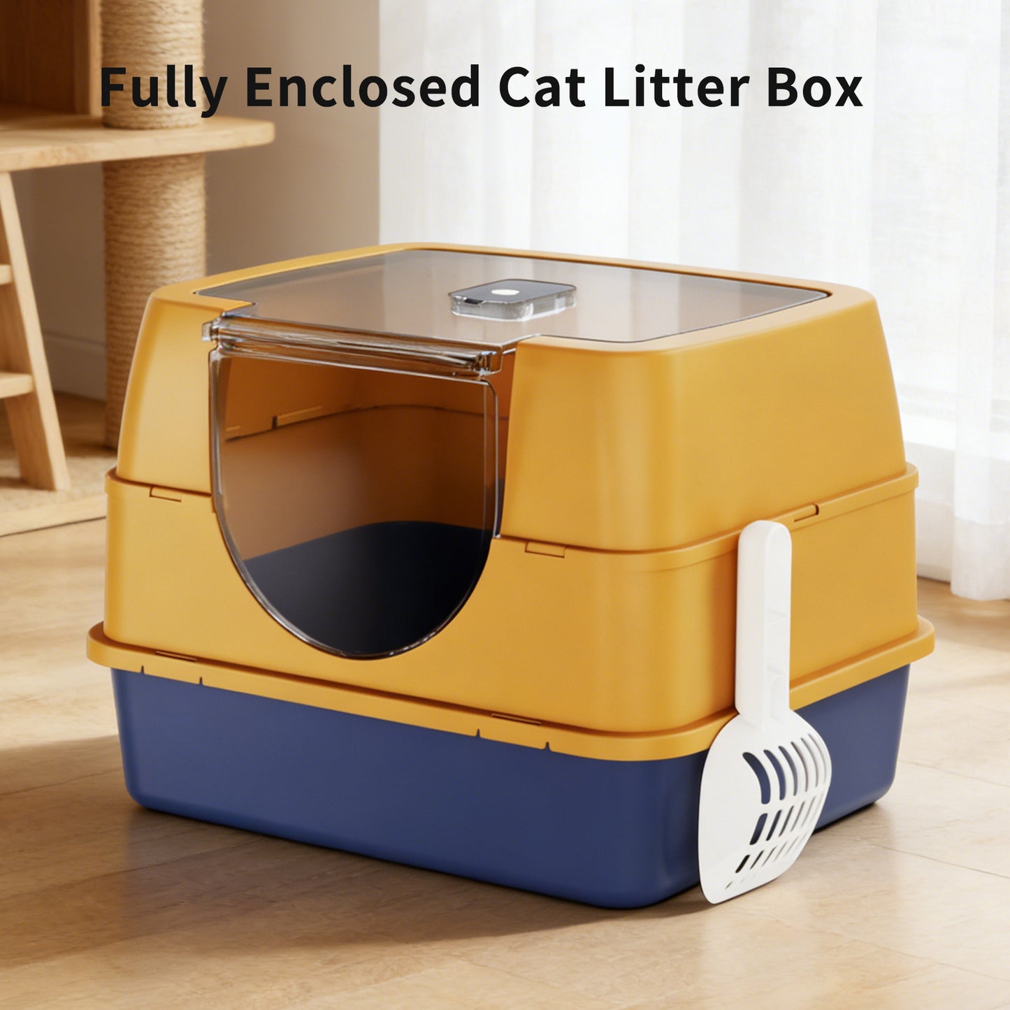 Dark Gray Top Entry Fully Enclosed Cat Litter Box , Anti Splash & Odor Locking, For Large Cats & Multi Cat Households Plastic Bring A Spoon