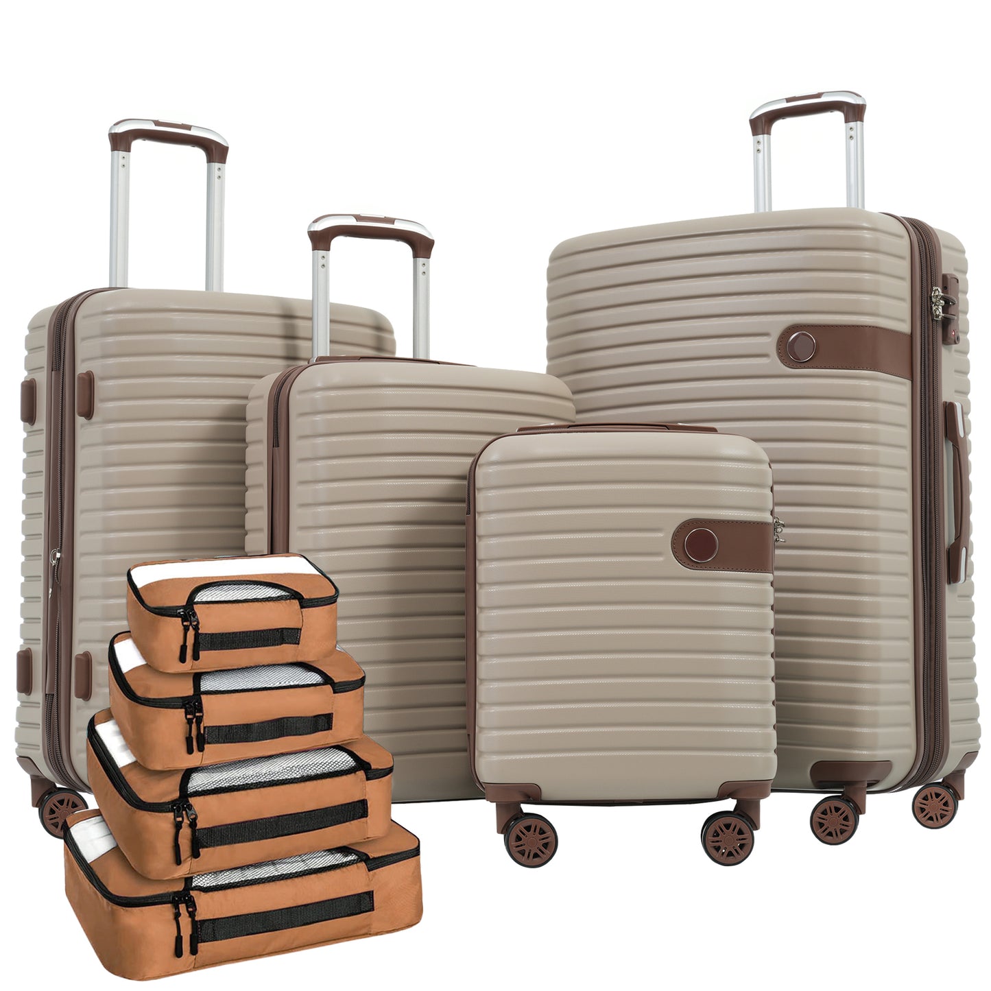 4 Piece Luggage Set Suitcase Set, ABS Hard Shell Lightweight Expandable Travel Luggage With 4 Packing Cubes, TSA Lock, Spinner Wheels For Men Women 16 20 24 28