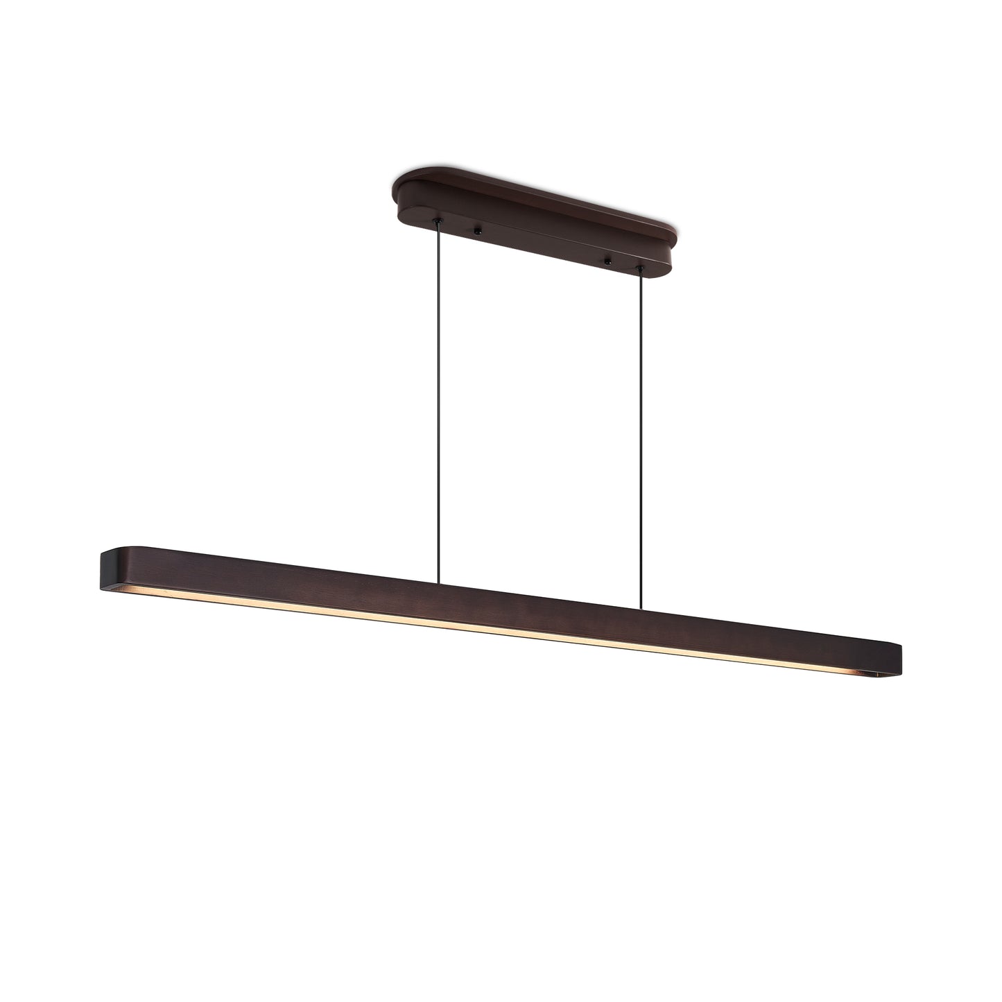 51-inch Walnut Wood Modern LED Pendant Light, Adjustable Hanging Light For Dining Room, Kitchen, Living Room  Sleek Walnut Color Finish