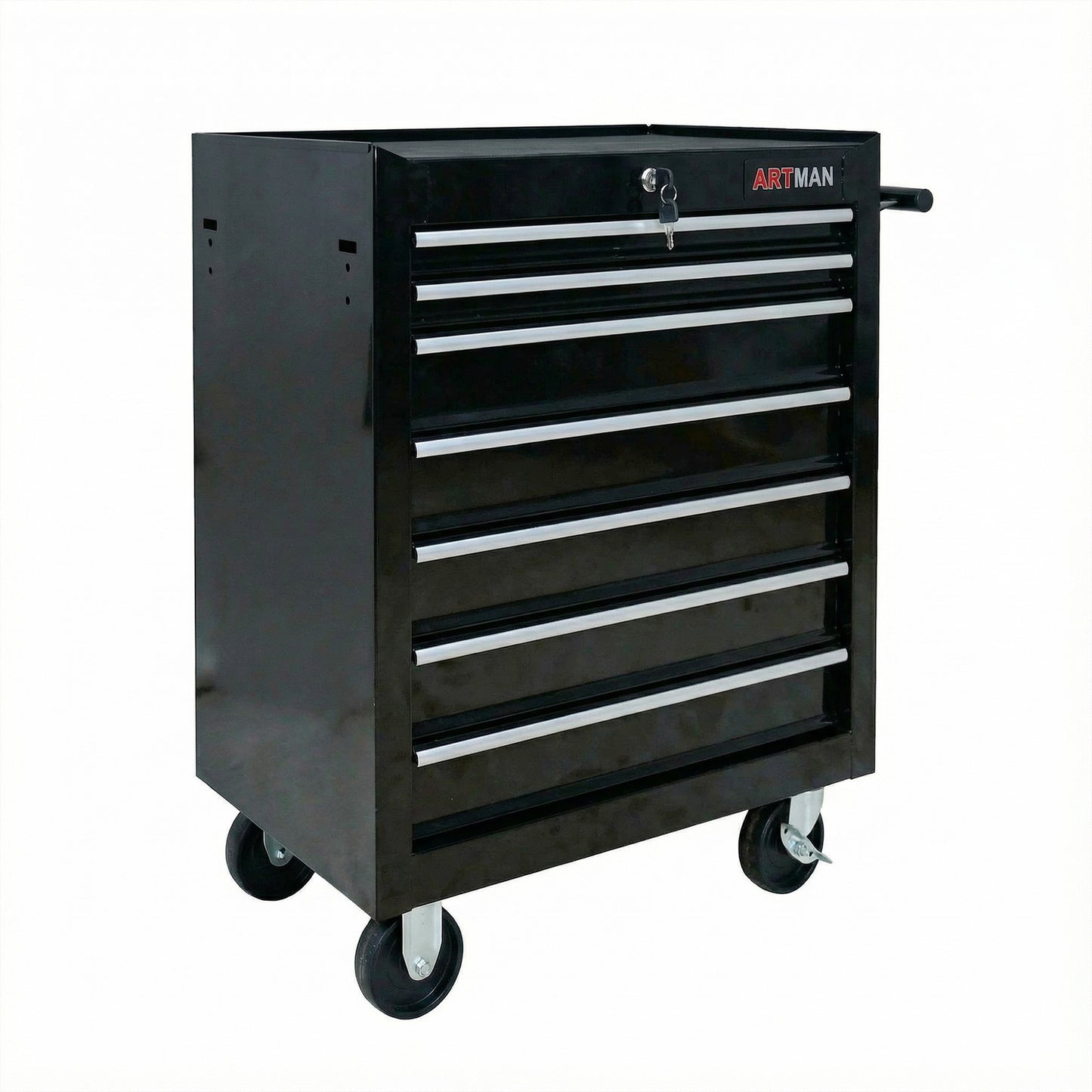 7 DRAWERS MULTIFUNCTIONAL TOOL CART WITH WHEELS-BLACK