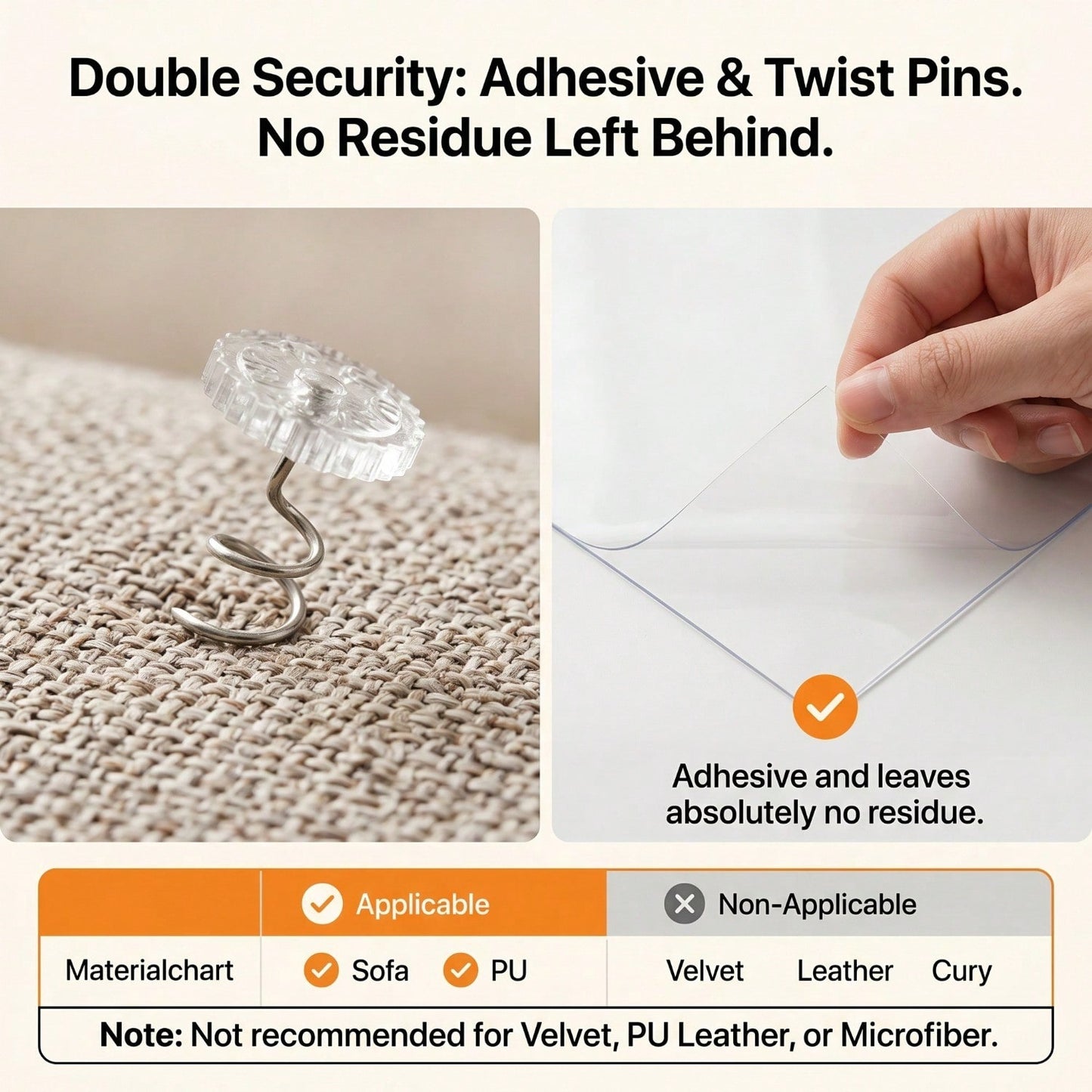 Cat Scratch Furniture Protector Set 16 Clear Sheets, Incldes 8 Sheets Of 279 358mm And 8 Sheets Of 140 358mm, 70 Twist Pins, Invisible Anti Scratch Guards For Sofa, Door, Bed, Table, Cabinet