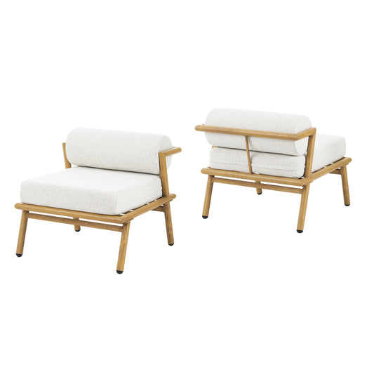 La Fiora Outdoor Patio Teak Finished Iron Club Chair   Cushion  Set Of 2