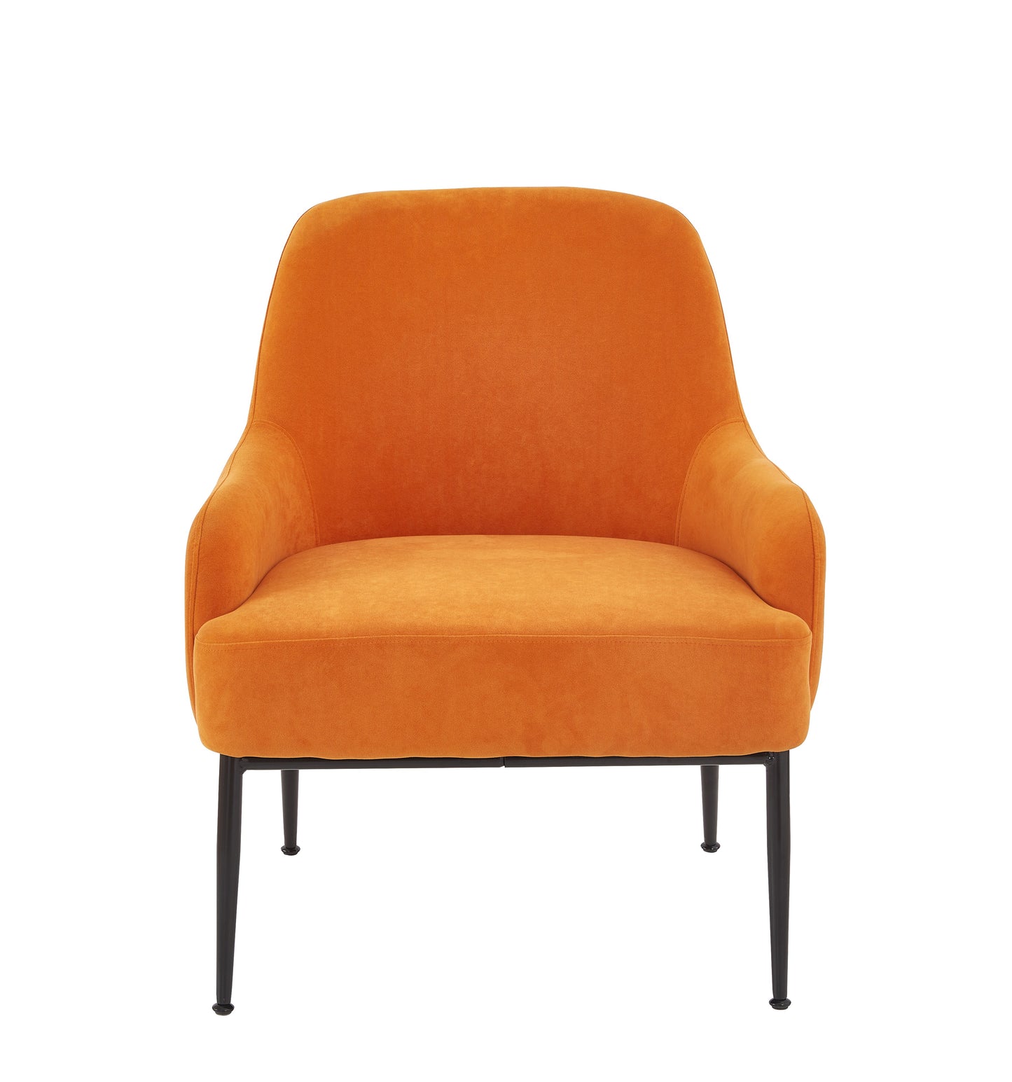 Red Orange Velvet Accent Chair, Modern Upholstered Armchair With Metal Legs, Comfy Side Chair For Living Room Bedroom