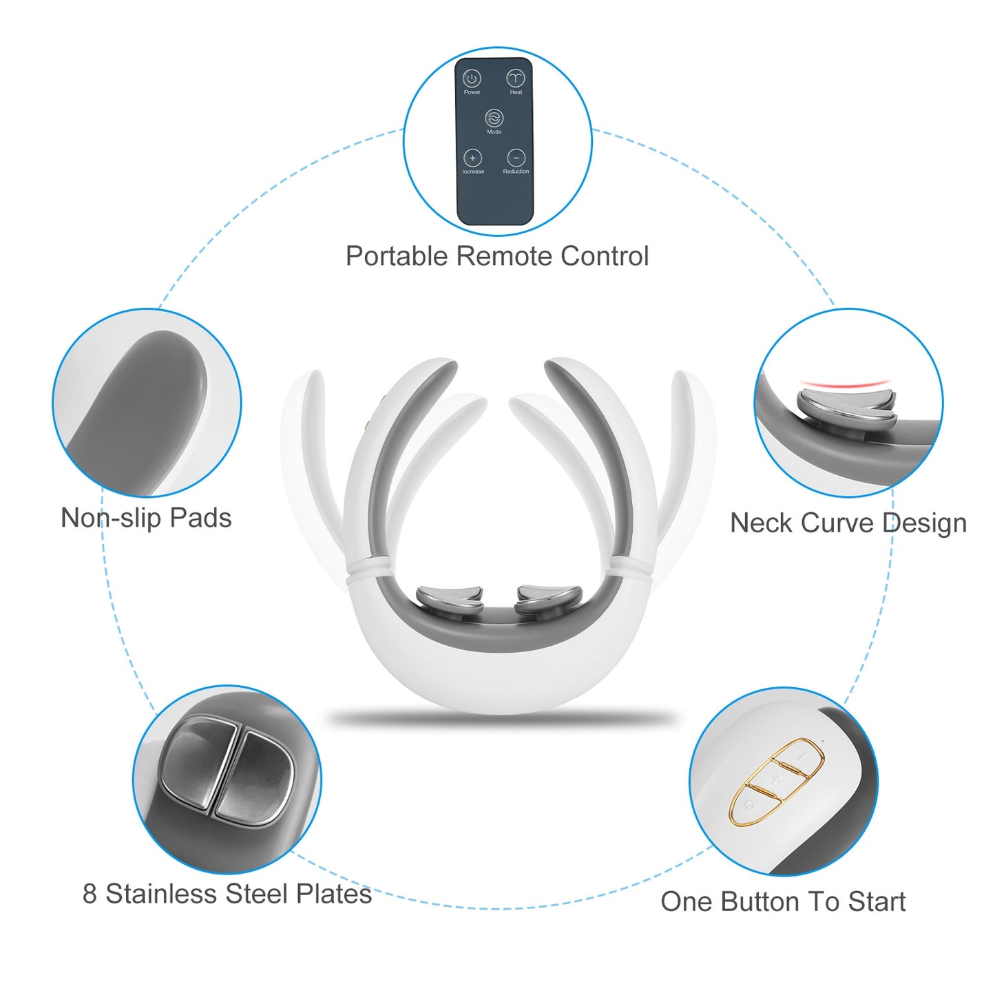 1 Set EMS Neck Massager With Heat For Mother's Day Gift Cordless Cervical Neck Massager EMS Neck Massager With 6 Modes 15 Intensity Levels Remote Control