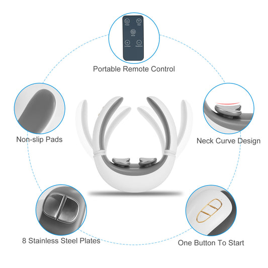 1 Set EMS Neck Massager With Heat For Mother's Day Gift Cordless Cervical Neck Massager EMS Neck Massager With 6 Modes 15 Intensity Levels Remote Control