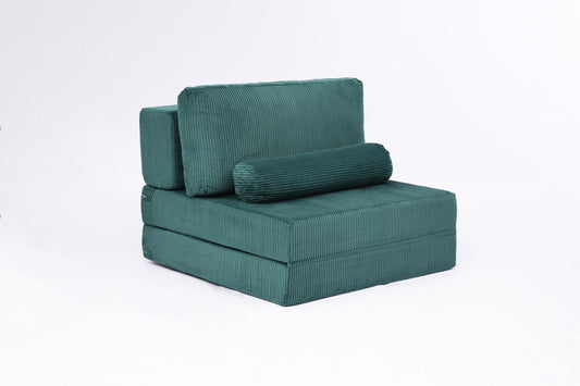 Foldable Castle Sofa Modular PlayCouchfor Living Room & Bedroom Instant Expansion Comfortable &Creative Design Furniture Seater With One Middle Seat,Green.