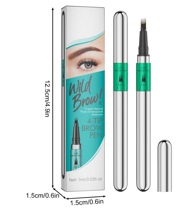Microblading Eyebrow Pen,Waterproof Eye Brow Pen With 4-Fork-Tip Liquid Brow Pen For Natural Looking Defined Eyebrows,01,02,03