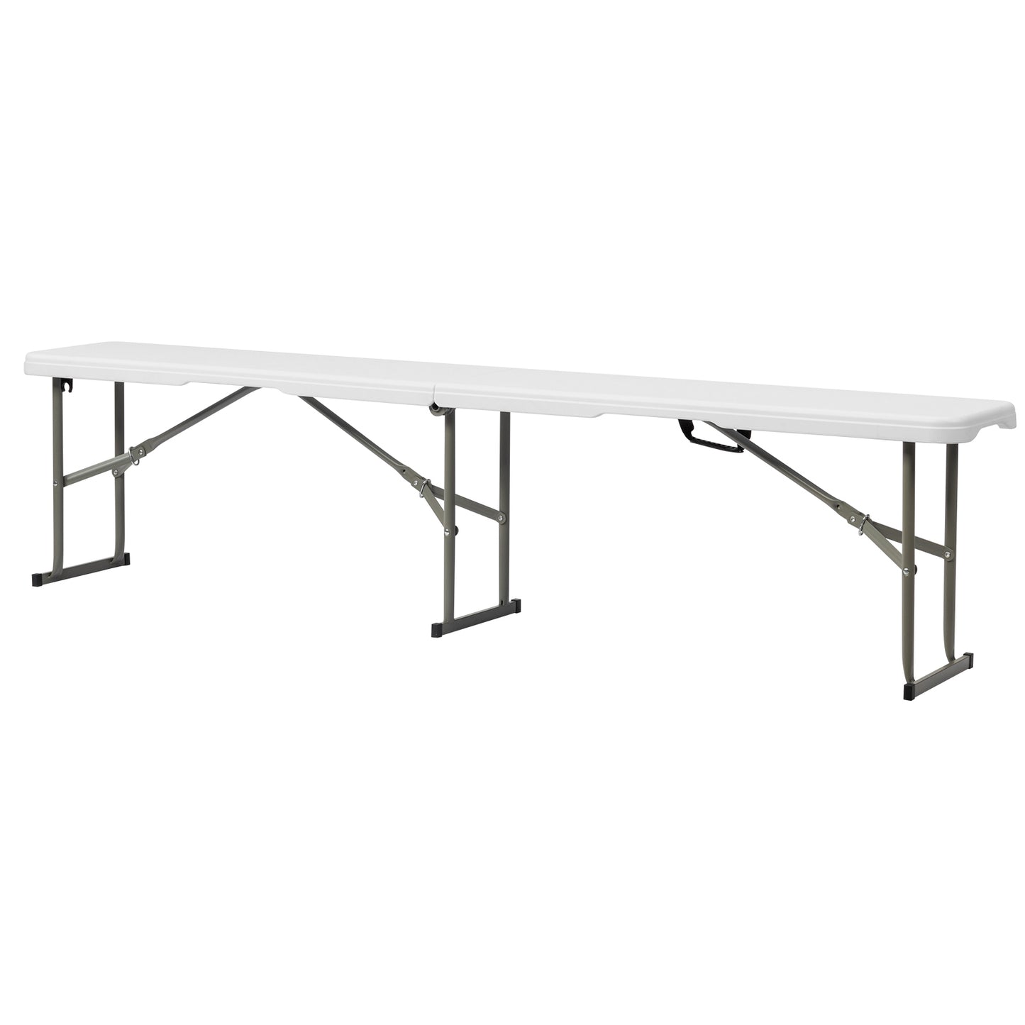 6 Foot Fold In Half,Portable Folding Bench, Powder Coated Steel Frame, Lightweight, Stain Resistant, Non Marring Foot Caps, Indoor Outdoor Portable Seating