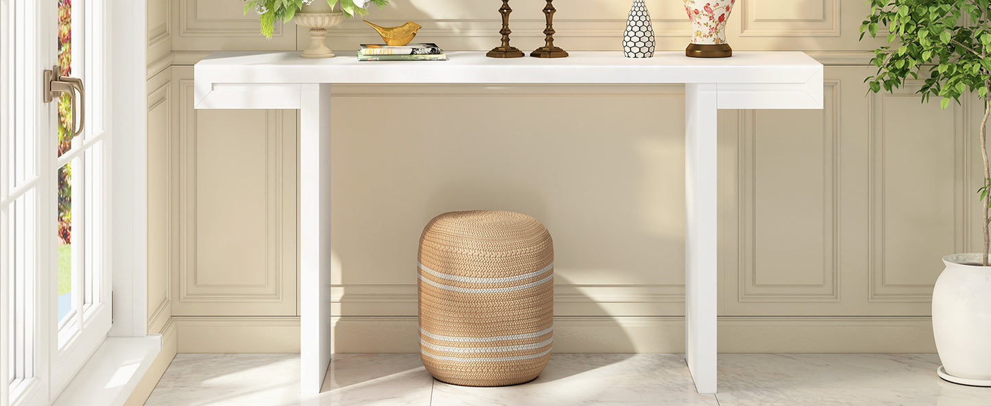 U- Style Large 60- Inch Console Table With Geometric Clean Lines Design Stylish Entryway Table With Painted Finish And Adjustable Feet Suitable For Living Room Entryway Hallway.