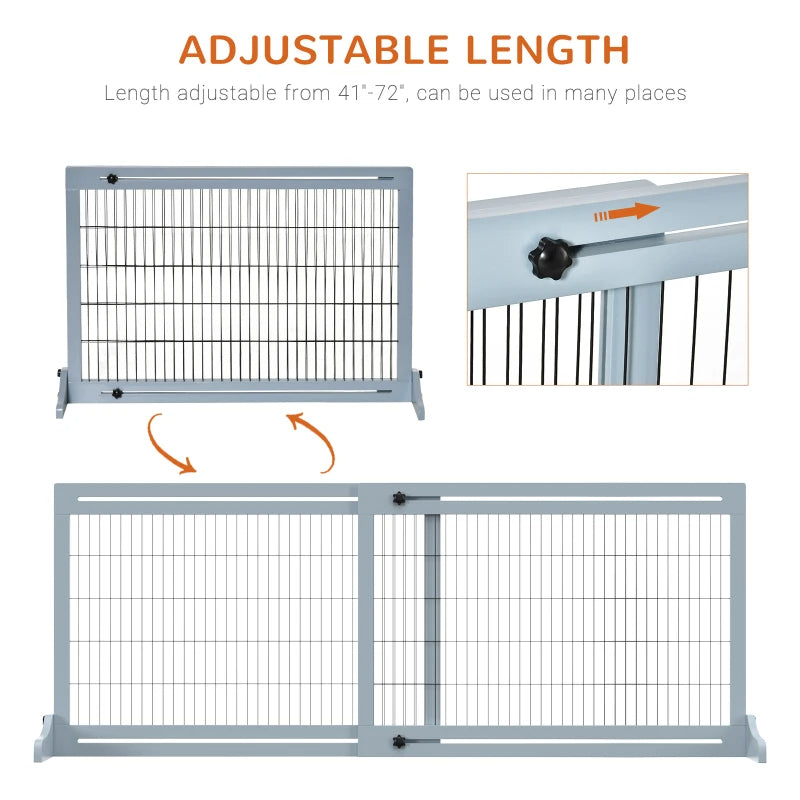 Extra Wide Freestanding Pet Gate With Adjustable Length Dog