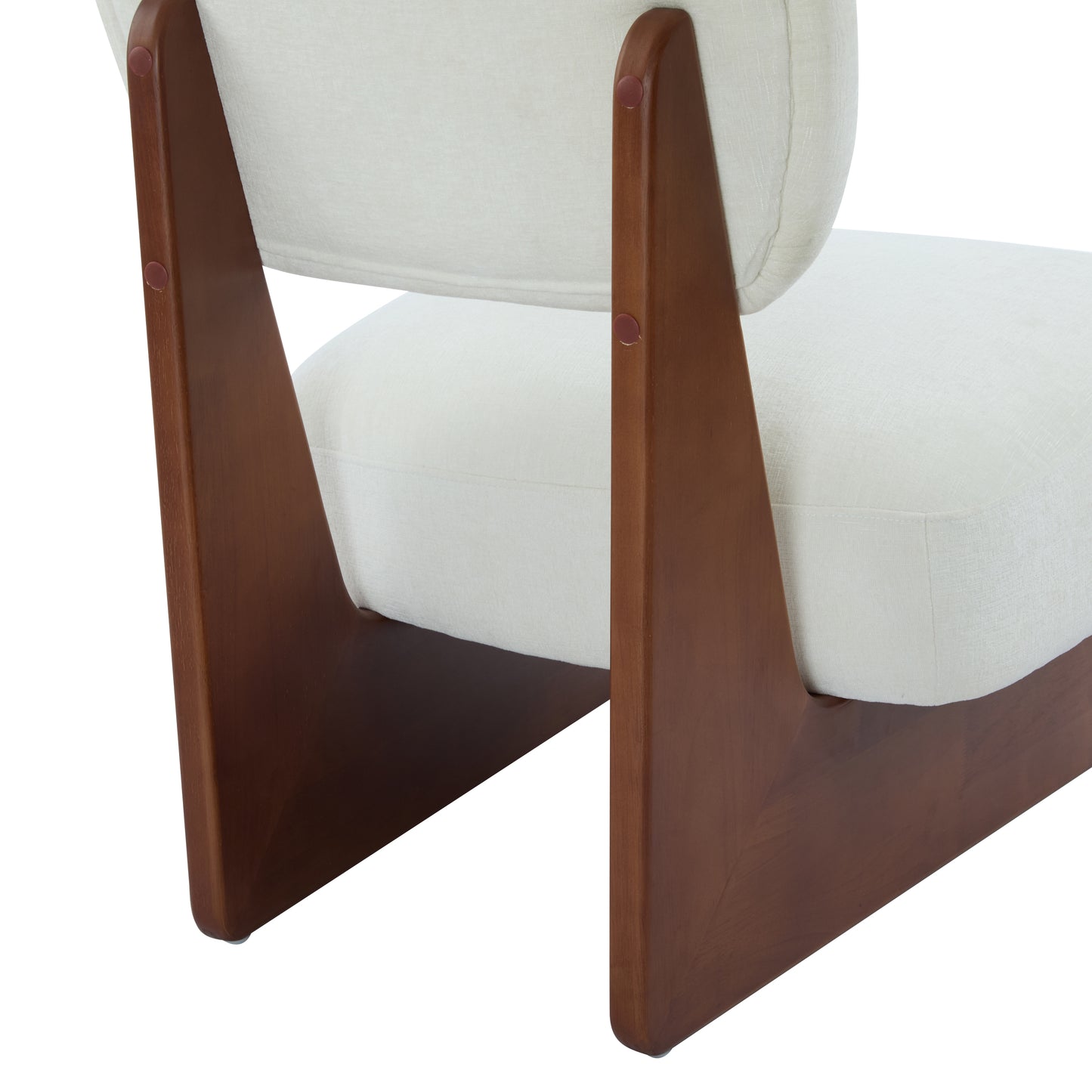 Modern Beige Lounge Chair With Polyester Upholstery, Sturdy Wood Base With Walnut Finish, Minimalist And Stylish Accent Seating For Living Room, Bedroom, Or Office
