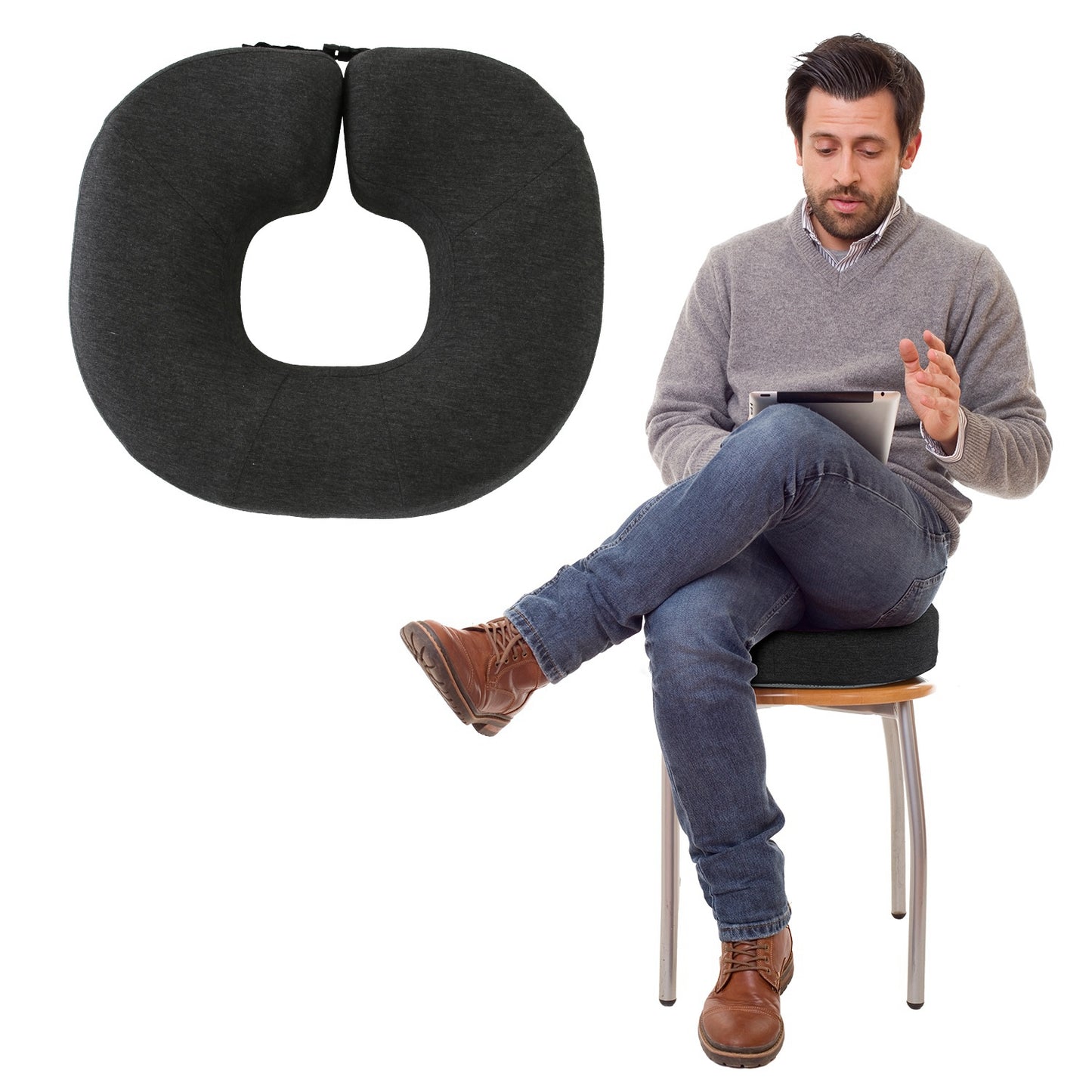 1Pc Donut Pillow Seat Cushion Memory Foam Donut Chair Cushions Ergonomic Seat Cushion Pad For Coccyx Prostate Sciatica Pelvic Floor Pressure Sores Office Home Use