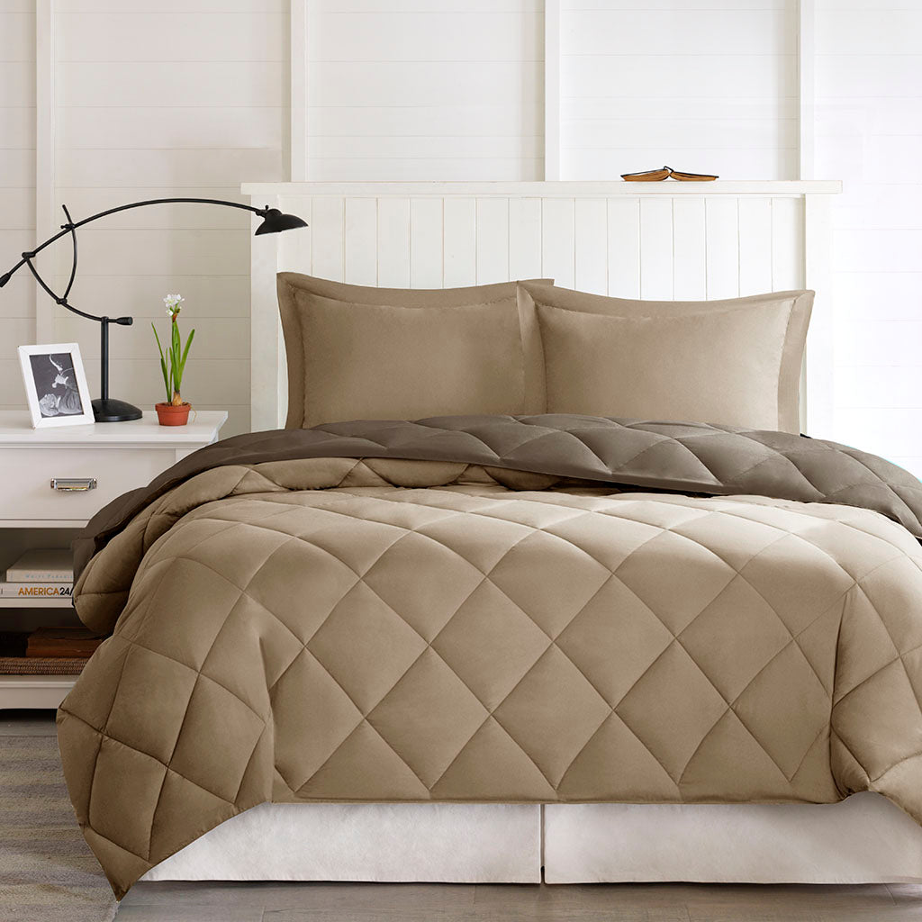 Twin Twin XL 3 M Scotchgard Diamond Quilting Reversible Down  Comforter Set