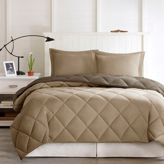 Twin Twin XL 3 M Scotchgard Diamond Quilting Reversible Down  Comforter Set