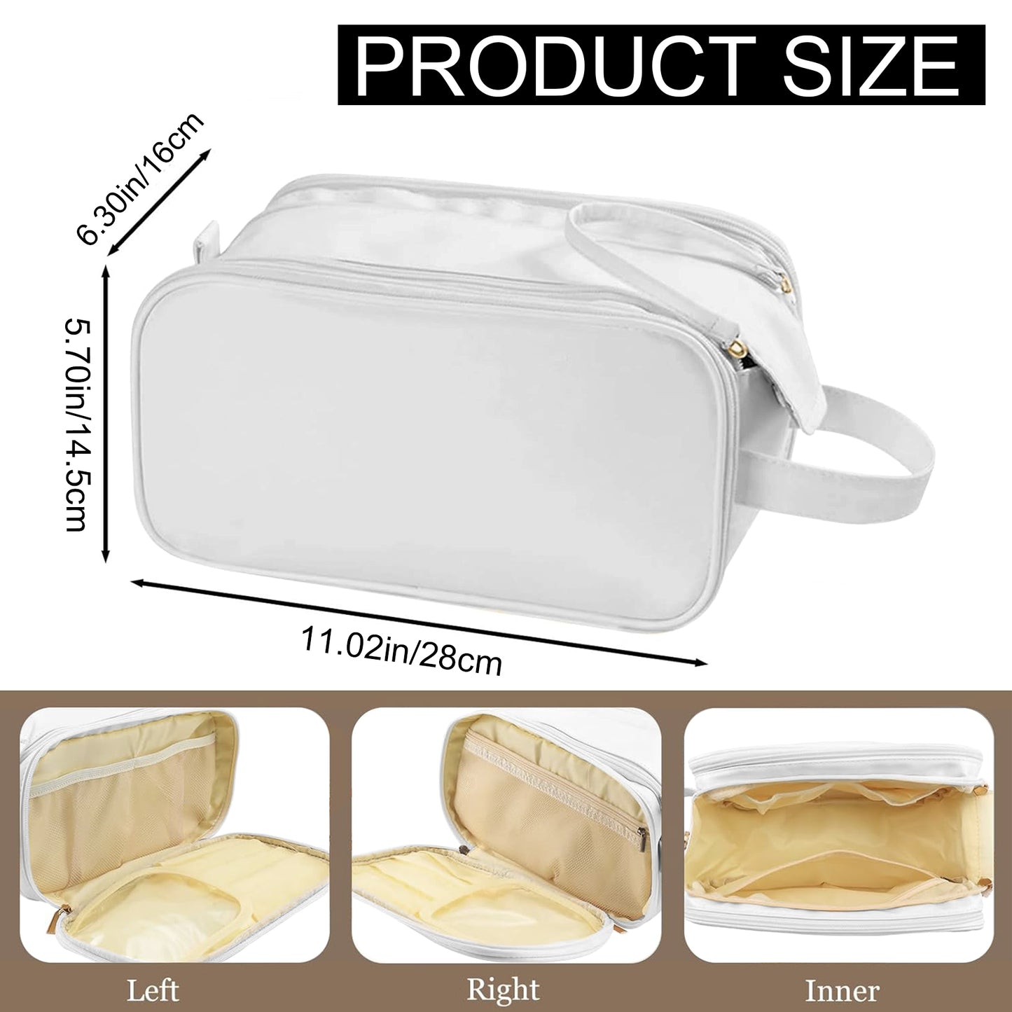 Travel Toiletry Bag For Women Men, Large Travel Toiletry Organizer Makeup Bag, Hanging Cosmetic Bag Kit Leather Skin Care