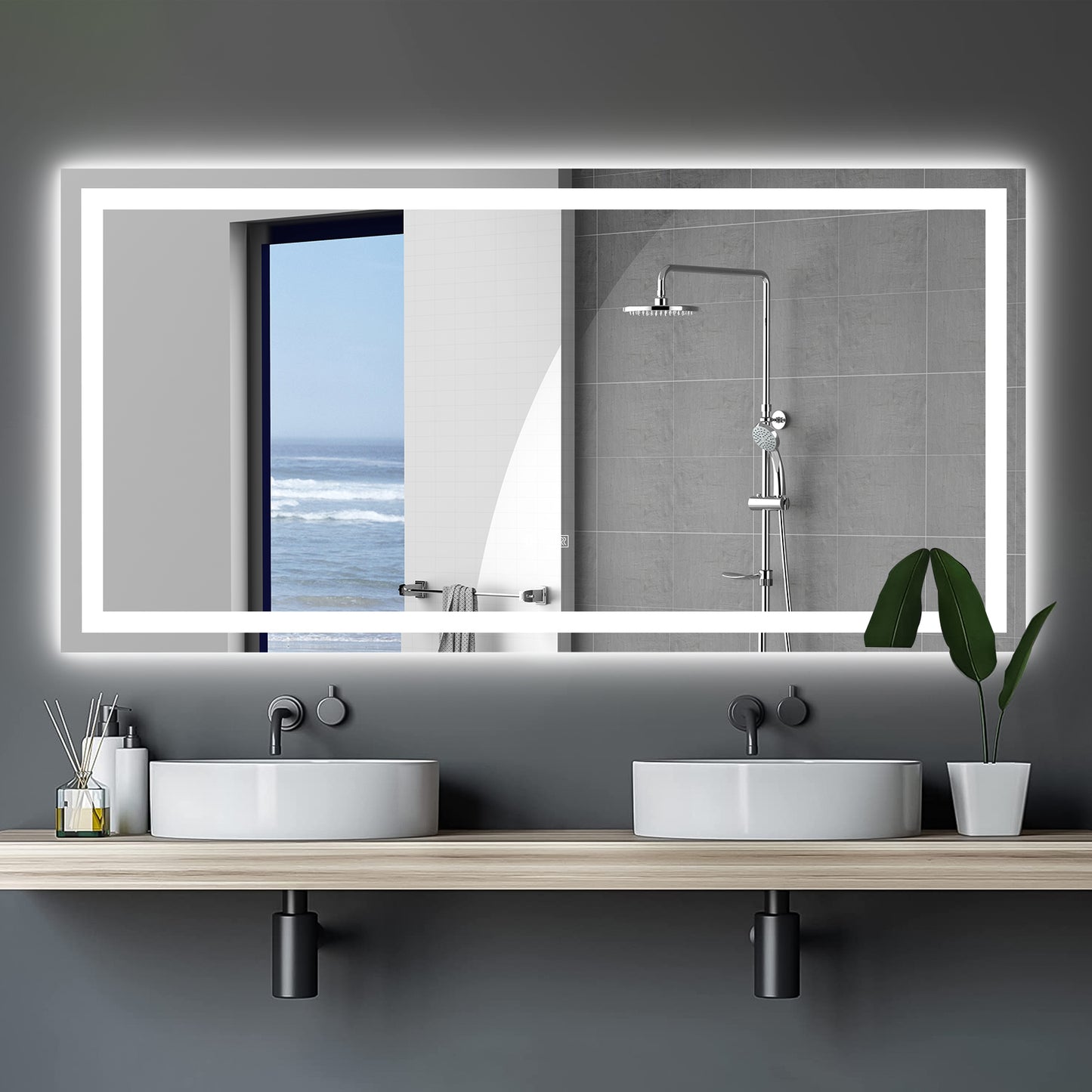 72 X36  LED Mirror Light Bathroom,anti-Fog & Dimming Led Bathroom Vanity Mirror