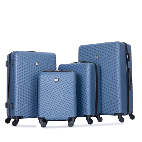 Luggage 4-piece ABS Lightweight Suitcase With Rotating Wheels, 24 Inch And 28 Inch With TSA Lock,   16 20 24 28   BLUE