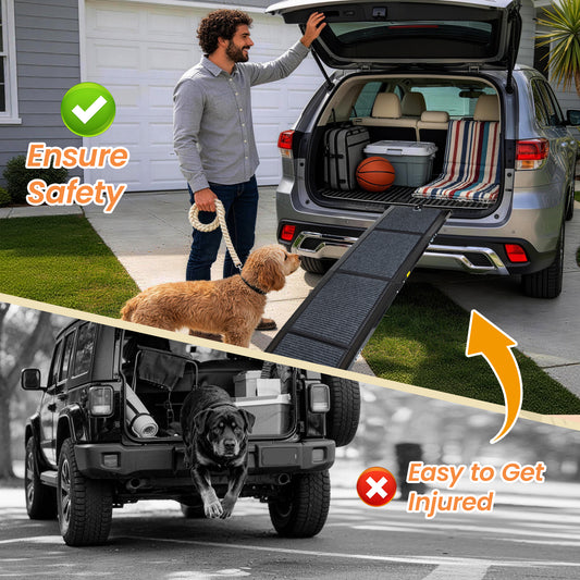 Folding Dog Ramp For Cars, 71  Long & 17.3  Wide Portable Dog Ramps For Large Dogs With Non-Slip Rug Surface Dog Car Ramp For SUV Car & Truck, Supports Up To 250 Lbs