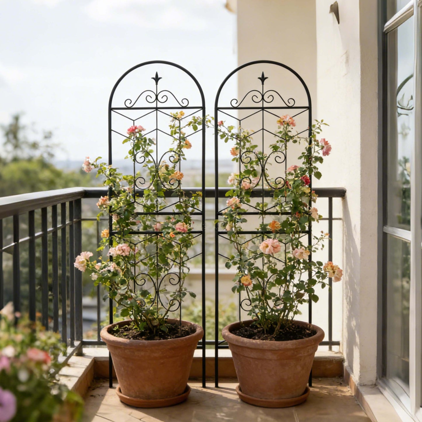 2 Pack Metal Garden Trellis 71  X 19.7  Rustproof Trellis For Climbing Plants Outdoor Flower Support Black