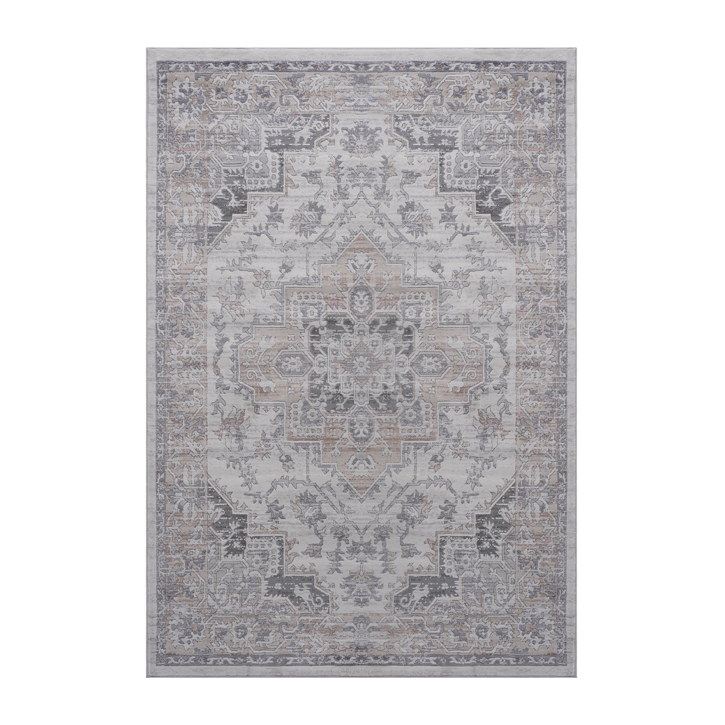 MARFI C Ollection 5X7 Ivory  Beige  Oriental Area Rug