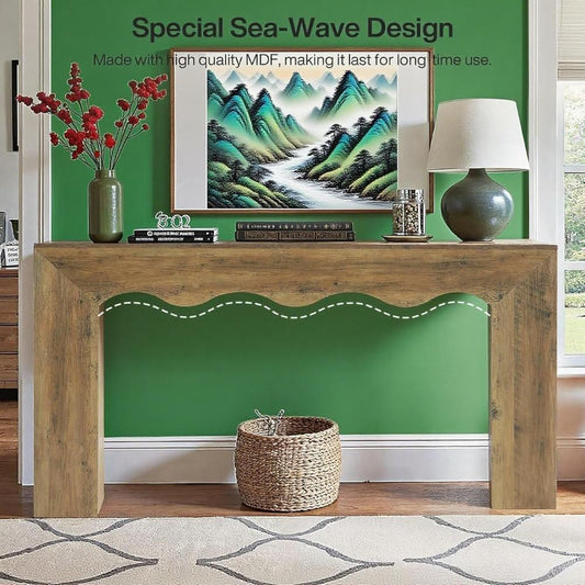 63" Farmhouse Console Table, Wooden Couch Table Behind Sofa With Storage, Long Entryway Sofa Station, Narrow Console Stand With Base