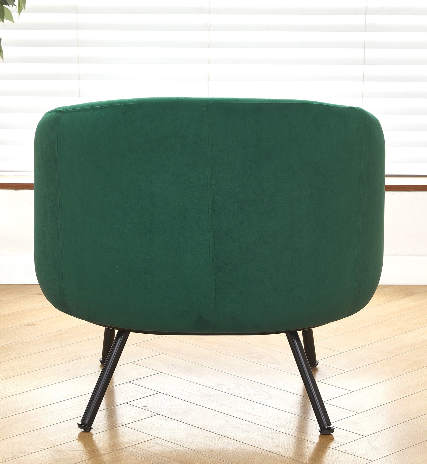 Mid-Century Modern Velvet Accent Chair, Upholstered Barrel Armchair With Metal Legs, Comfy Single Sofa Chair For Living Room Bedroom