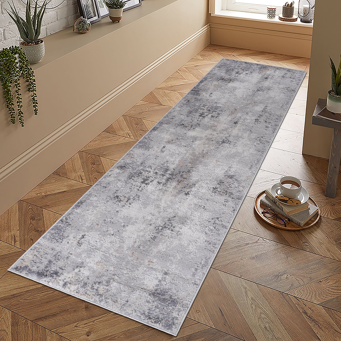 MARFI 2X8 Ivory  Sand  Abstract Runner Rug