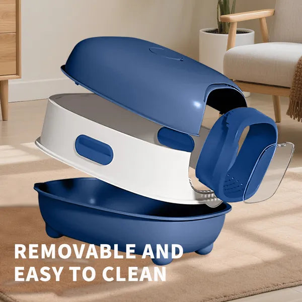 E Classic Blue Cat Litter Box - Simple And Practical, Large Space, High Cost Effective Choice