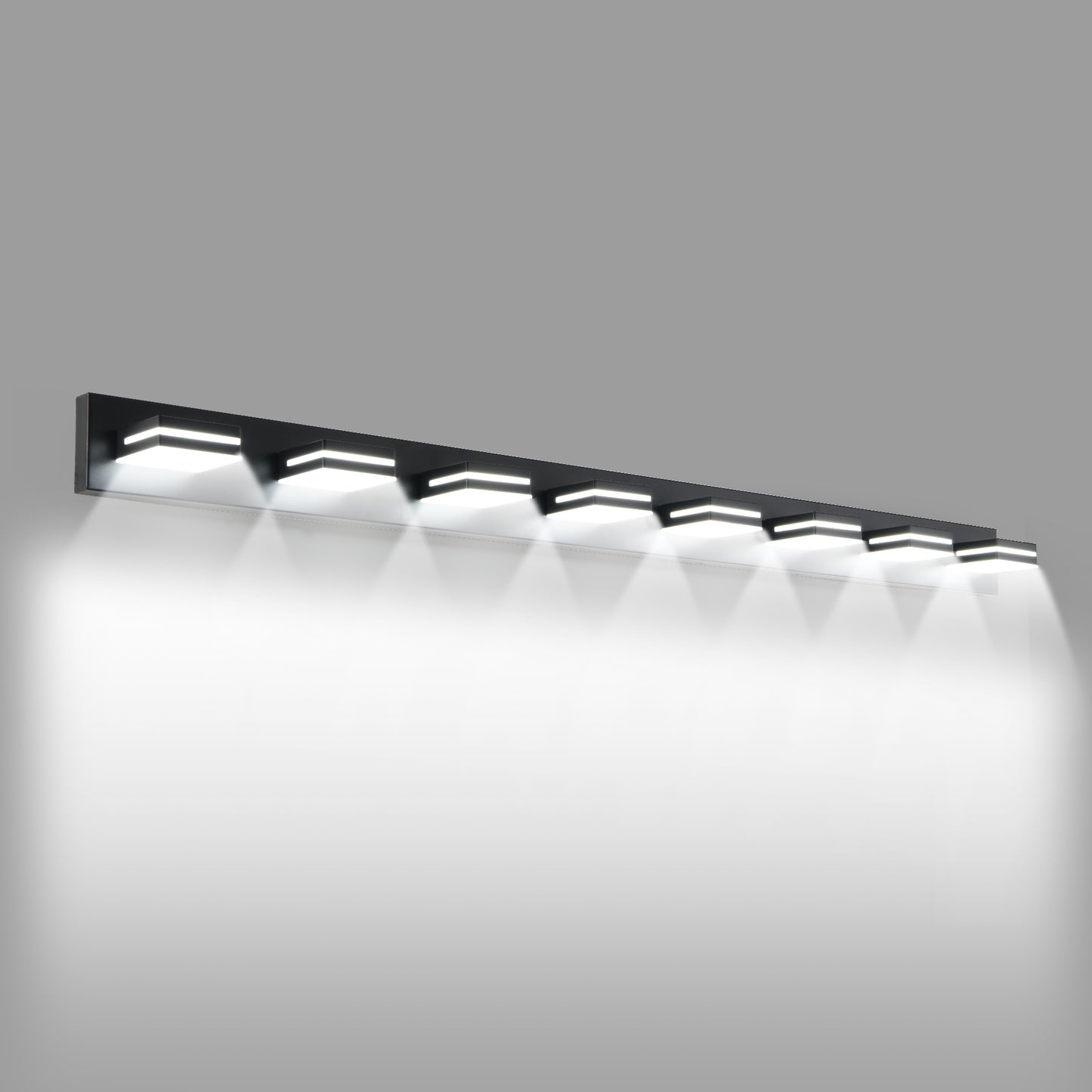 Modern Black LED Vanity Light, 8-Lights Wall Sconce For Bathroom And Mirror, Sleek Minimalist Design, Energy-Efficient, Easy To Install