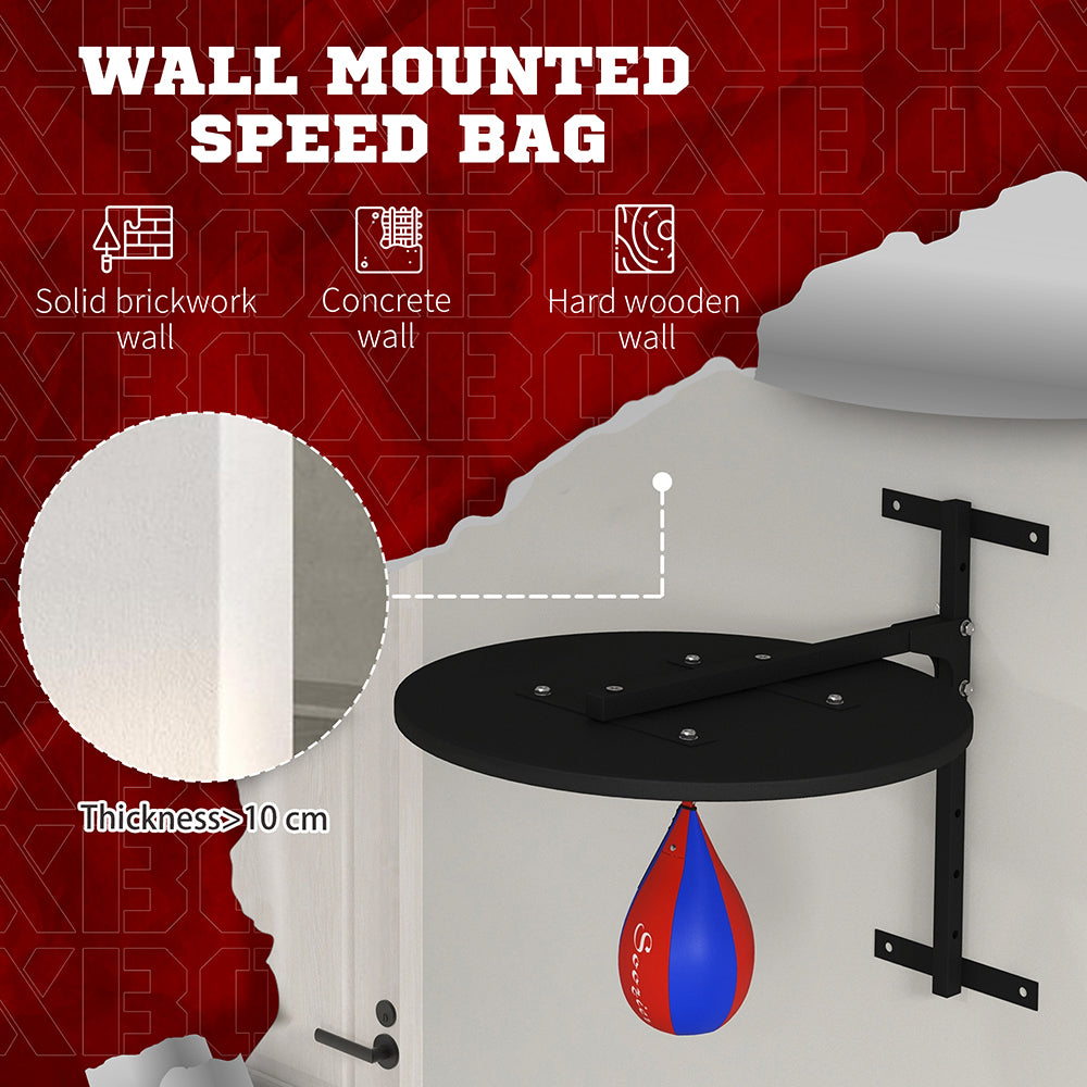 Wall Mounted Speed Bag Platform, Height Adjustable Punching Bag Training Kit Speed Ball Swivels 360 Degrees With Concrete, Solid Brick And Thick Wooden Walls
