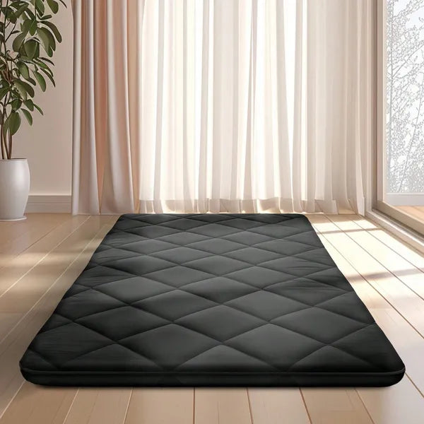 Japanese Floor Mattress, 100% High Density Comfortable Foam, Thicken Foldable Mattress Tatami Mat Sleeping Pad, Ideal For Comfort And Support, Floor Lounger Pillow Bed Sofa, Black, Queen 60*80