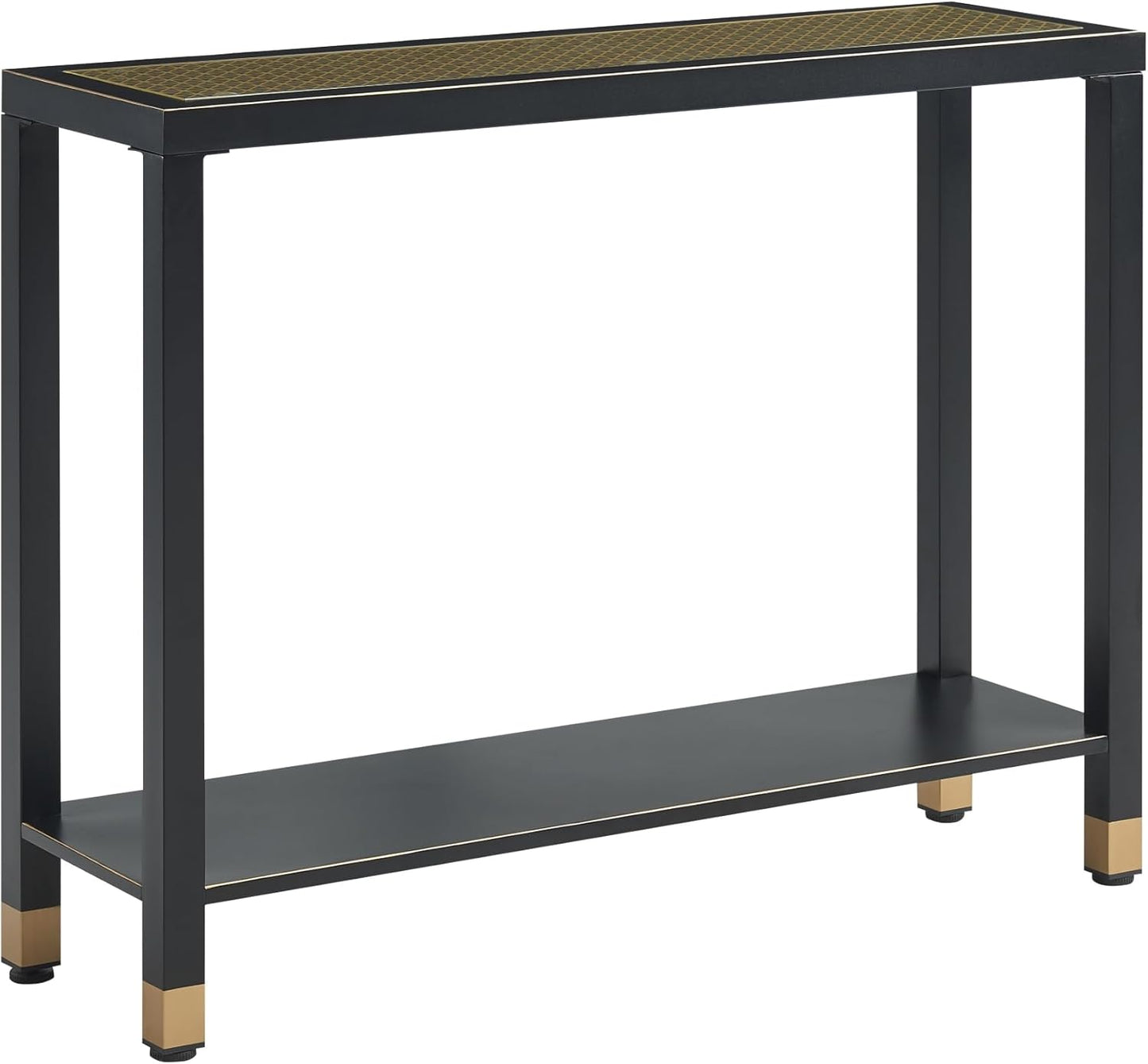 Glass Entryway Table, 2-Tier Entry Way Console Entrance Table, 41L Narrow Sofa Table With Shelves, Ideal For Hallway, Entryway, Living Room, Foyer, Corridor, And Office Gold  Black