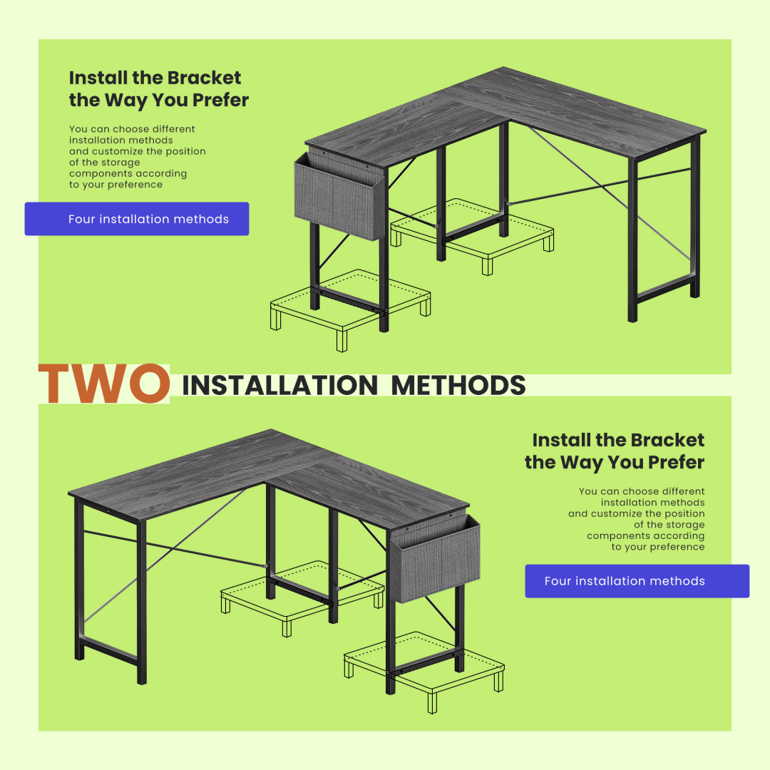 49-Inch L Shaped Desk - Computer Desk Corner Desks Gaming Desk PC Table, With CPU Stand Side Bag For Home Office Dorm Sturdy Writing Workstation